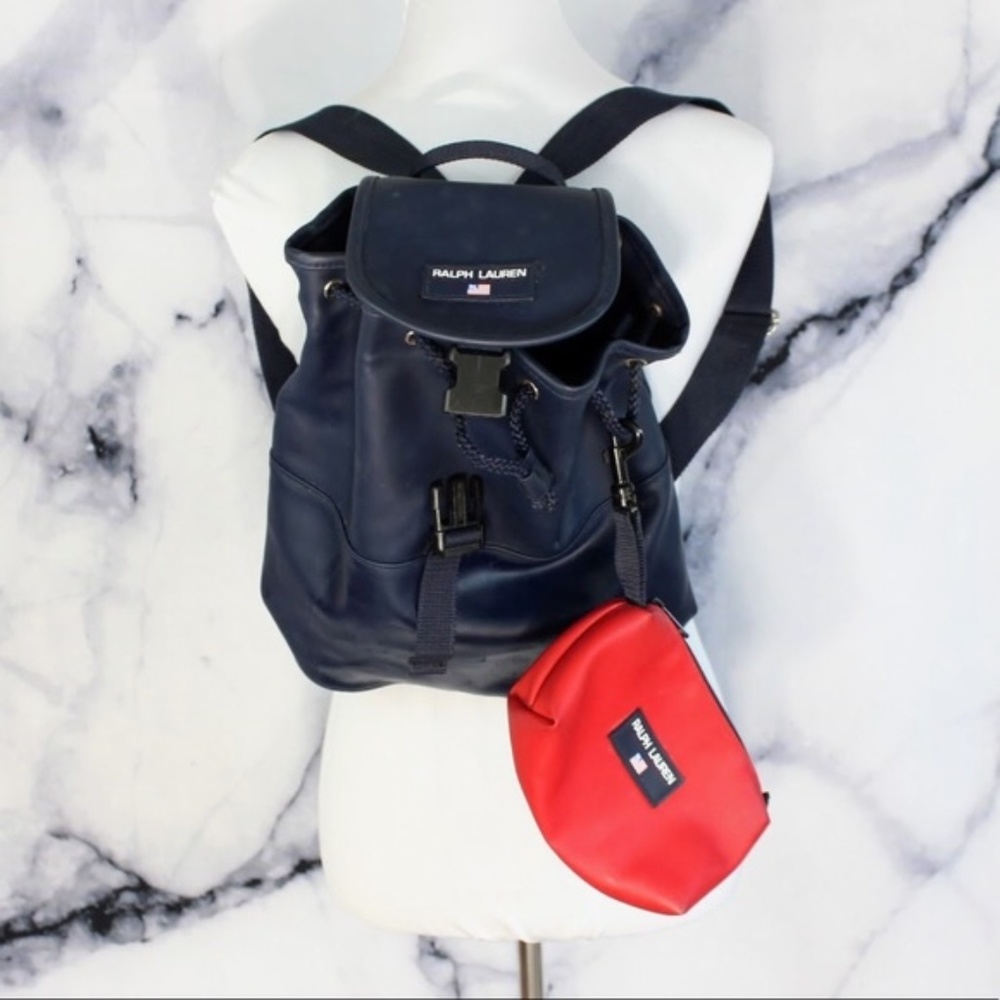 Ralph Lauren Vintage 90s Vinyl BackPack Set